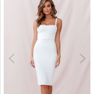 Georgia Square Neckline Midi Dress White